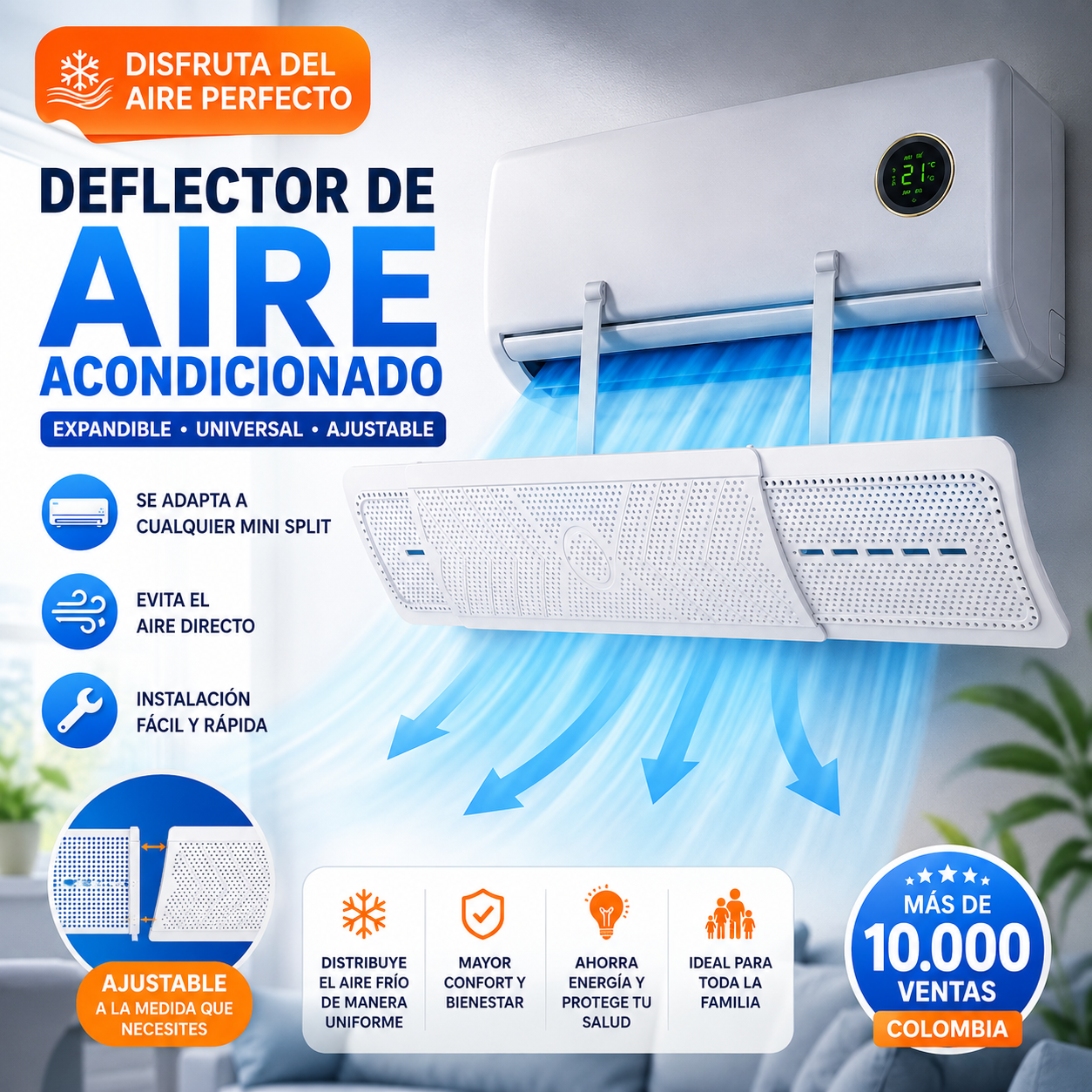 ❄️✨ El Accesorio que Transformará la Forma de Usar tu Aire Acondicionado - DEFLECTOR DE AIRE ACONDICIONADO Drops 🏠❄️