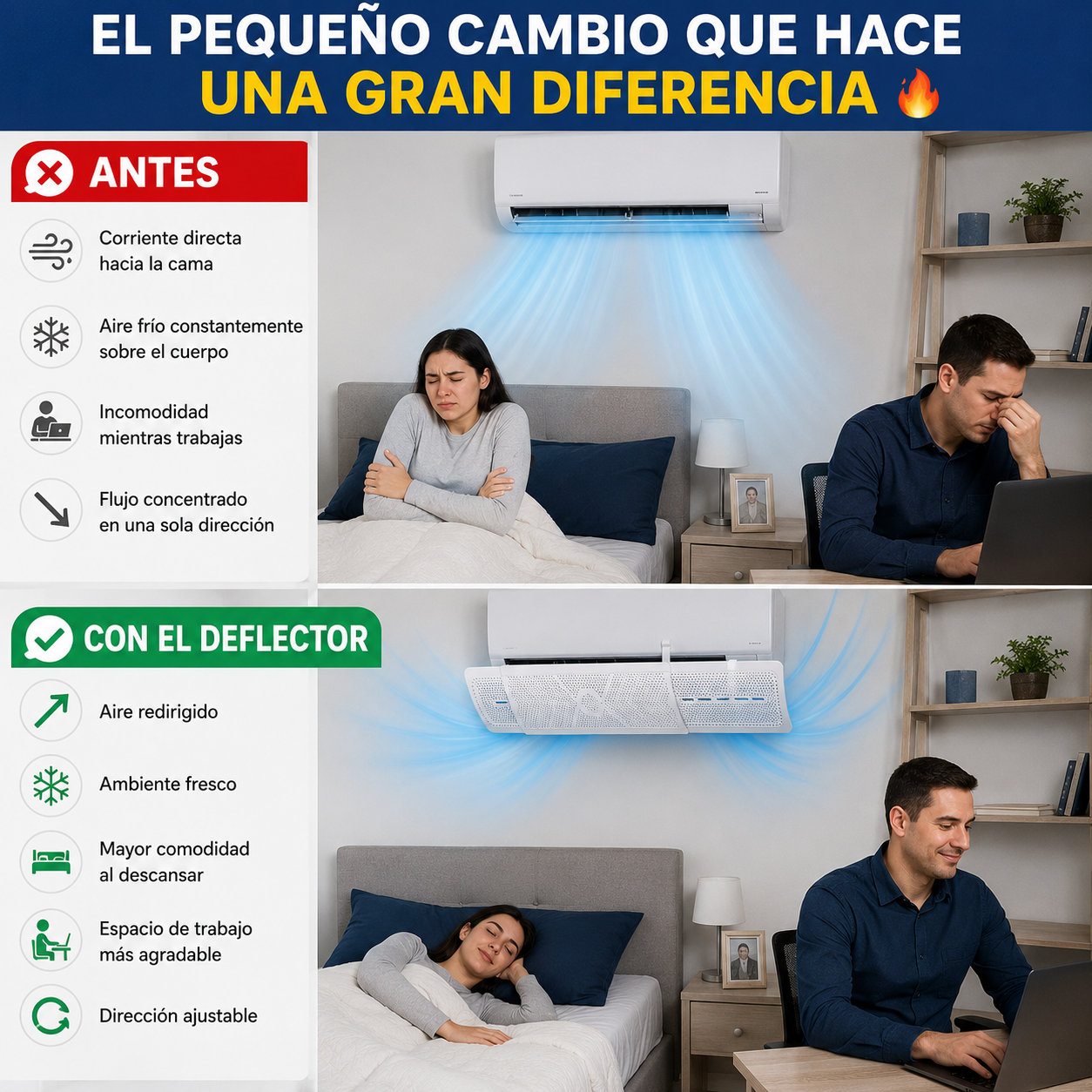 ❄️✨ El Accesorio que Transformará la Forma de Usar tu Aire Acondicionado - DEFLECTOR DE AIRE ACONDICIONADO Drops 🏠❄️