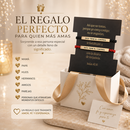 2 PULSERAS DIOS + CAJA LUJO