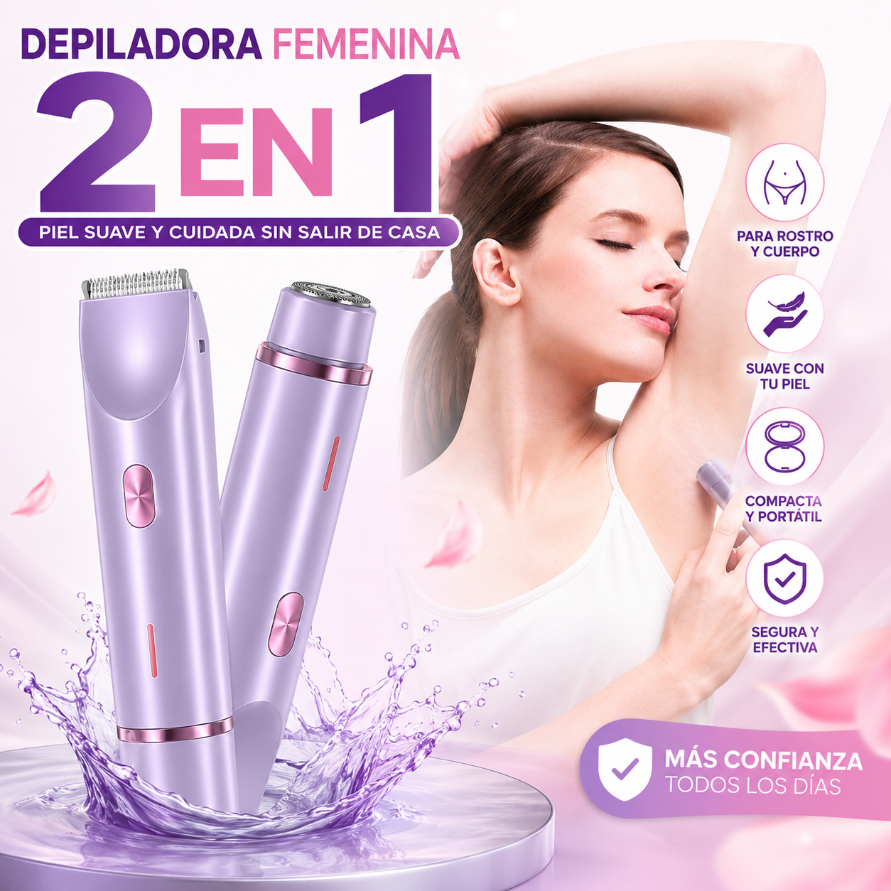 🌸 TU NUEVA ALIADA 2 EN 1 PARA UNA PIEL SIEMPRE IMPECABLE - Depiladora Doble 💜