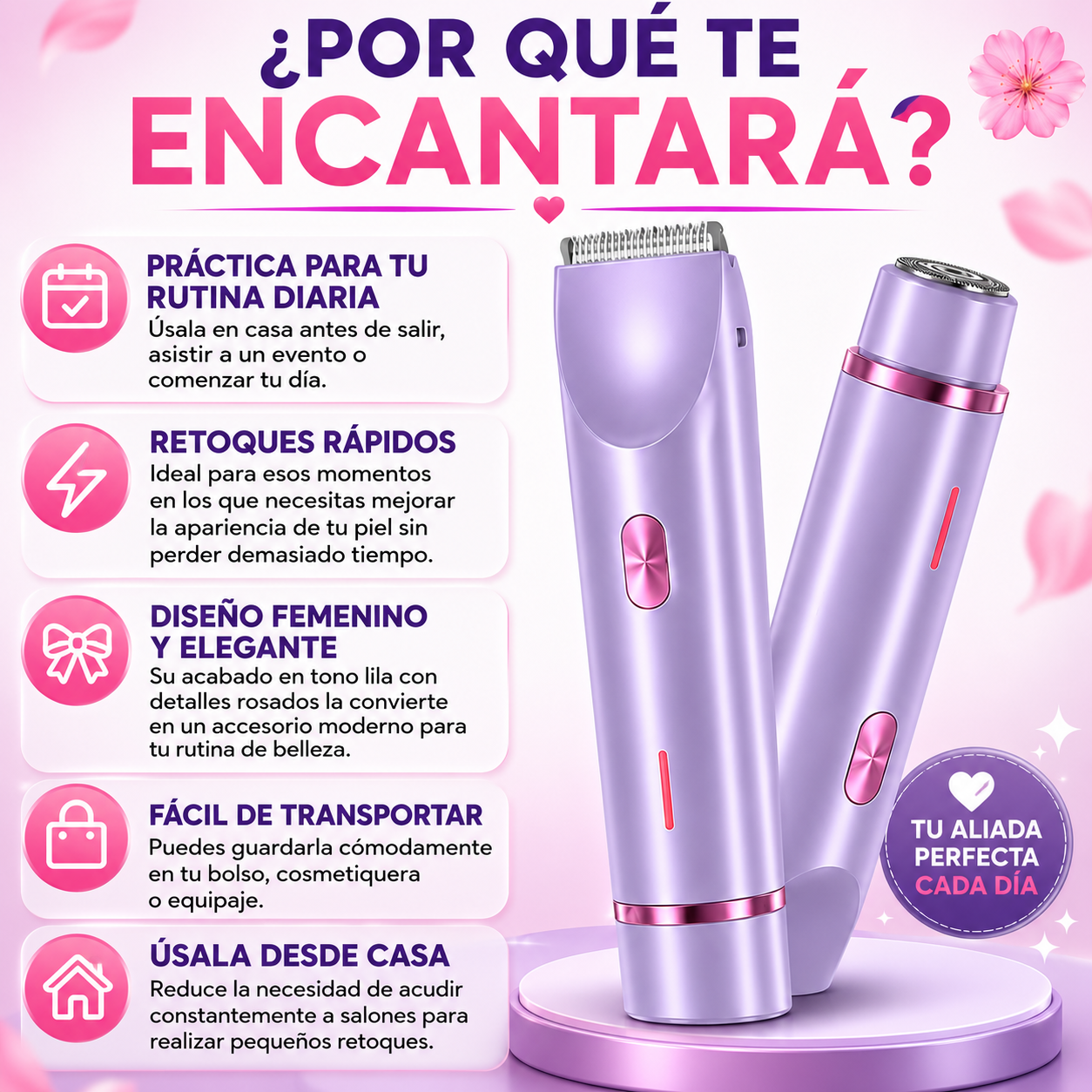 🌸 TU NUEVA ALIADA 2 EN 1 PARA UNA PIEL SIEMPRE IMPECABLE - Depiladora Doble 💜