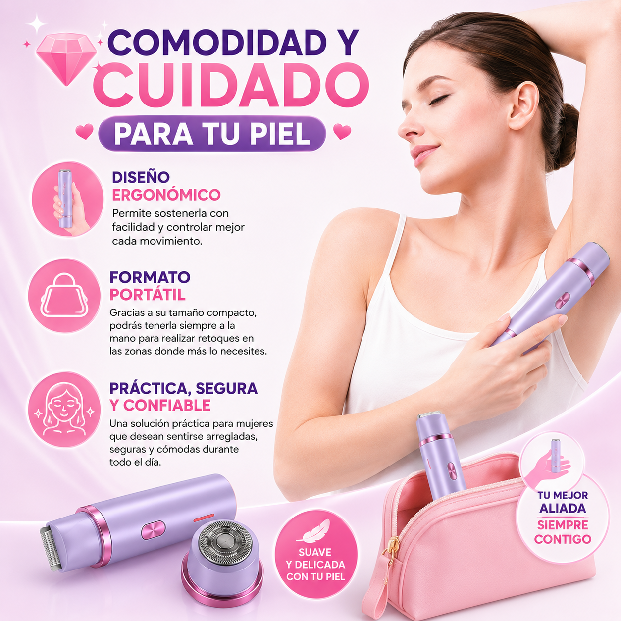 🌸 TU NUEVA ALIADA 2 EN 1 PARA UNA PIEL SIEMPRE IMPECABLE - Depiladora Doble 💜