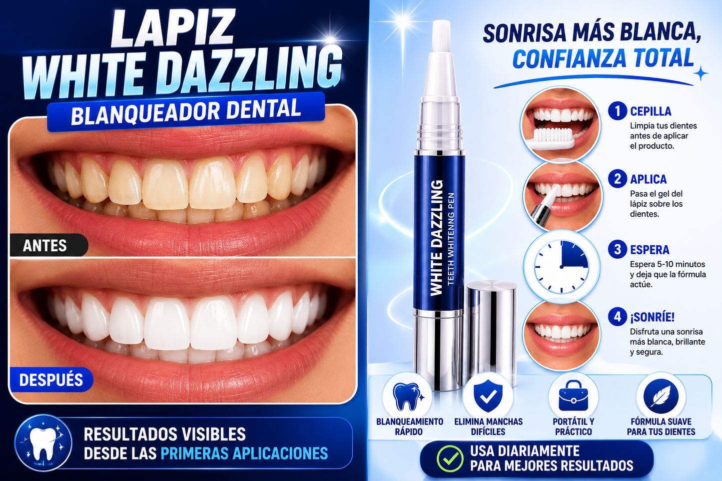 LAPIZ WHITE DAZZLING BLANQUEADOR DENTAL😁✨