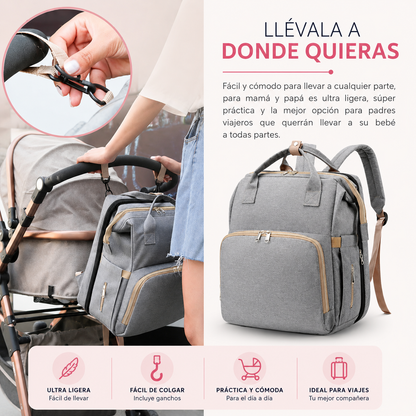 🍼 Pañalera Multifuncional 3 EN 1 con Cuna Portátil