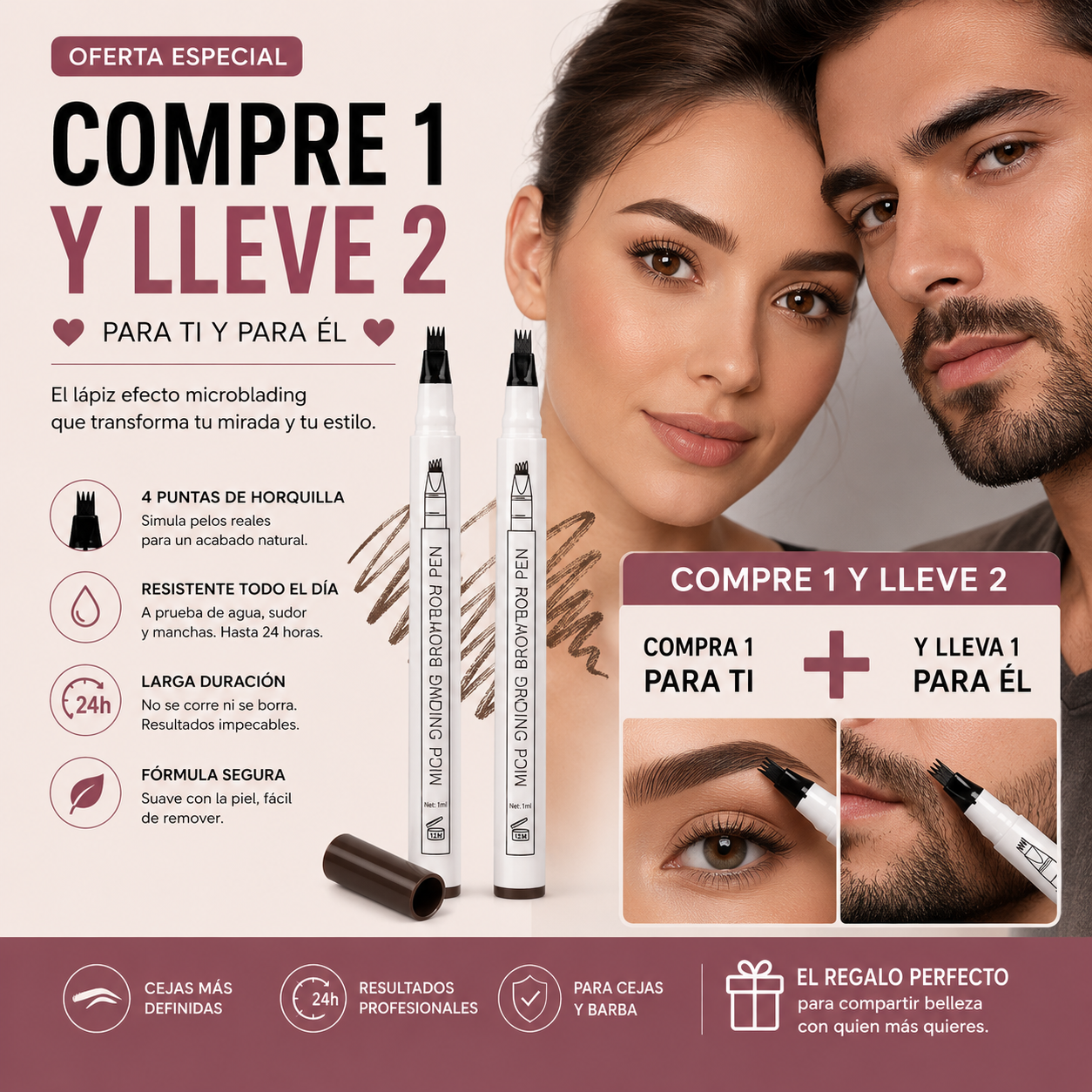 Compra 1 y llevate 2 ⚡ Lapiz Para Cejas Efecto Microblading