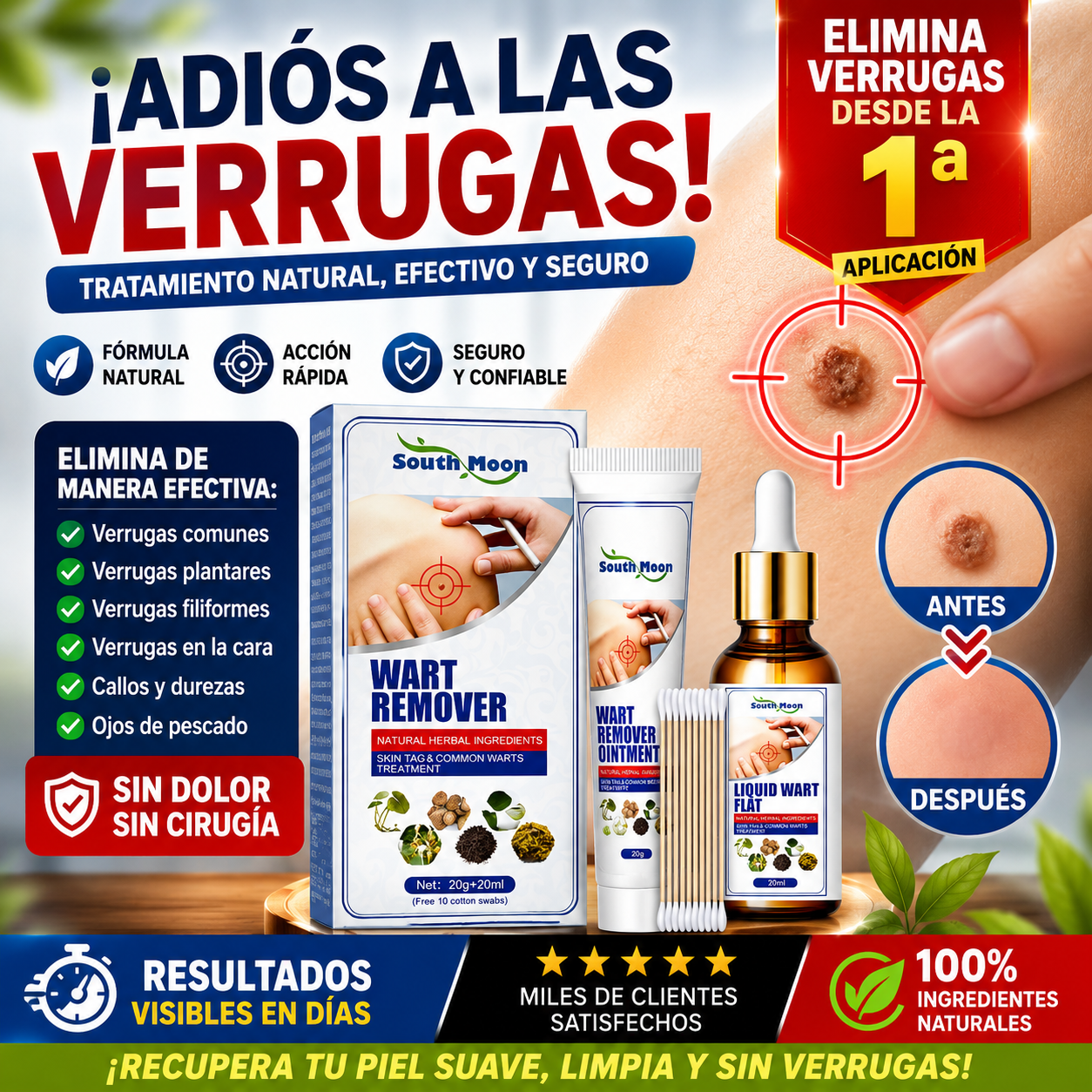 Crema + Sérum ELIMINADOR DE VERRUGAS