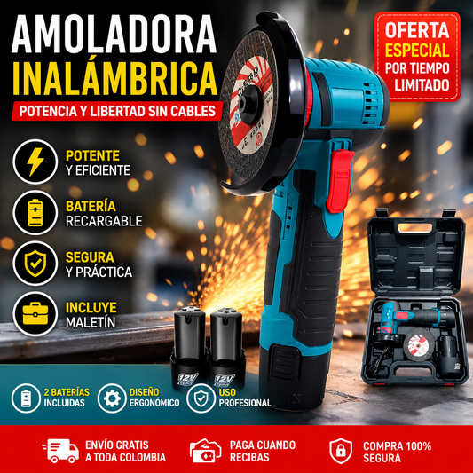 ⚡ ¡Potencia Profesional Sin Cables! Corta, Lija y Pule Donde Quieras - Mini Pulidora Angular Inalambrica