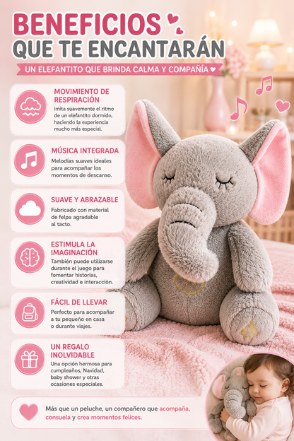 🌙🧸 Un Amiguito que Respira, Canta y Acompaña - Peluche Elefante Con Movimiento De Respiracion 🐘💤