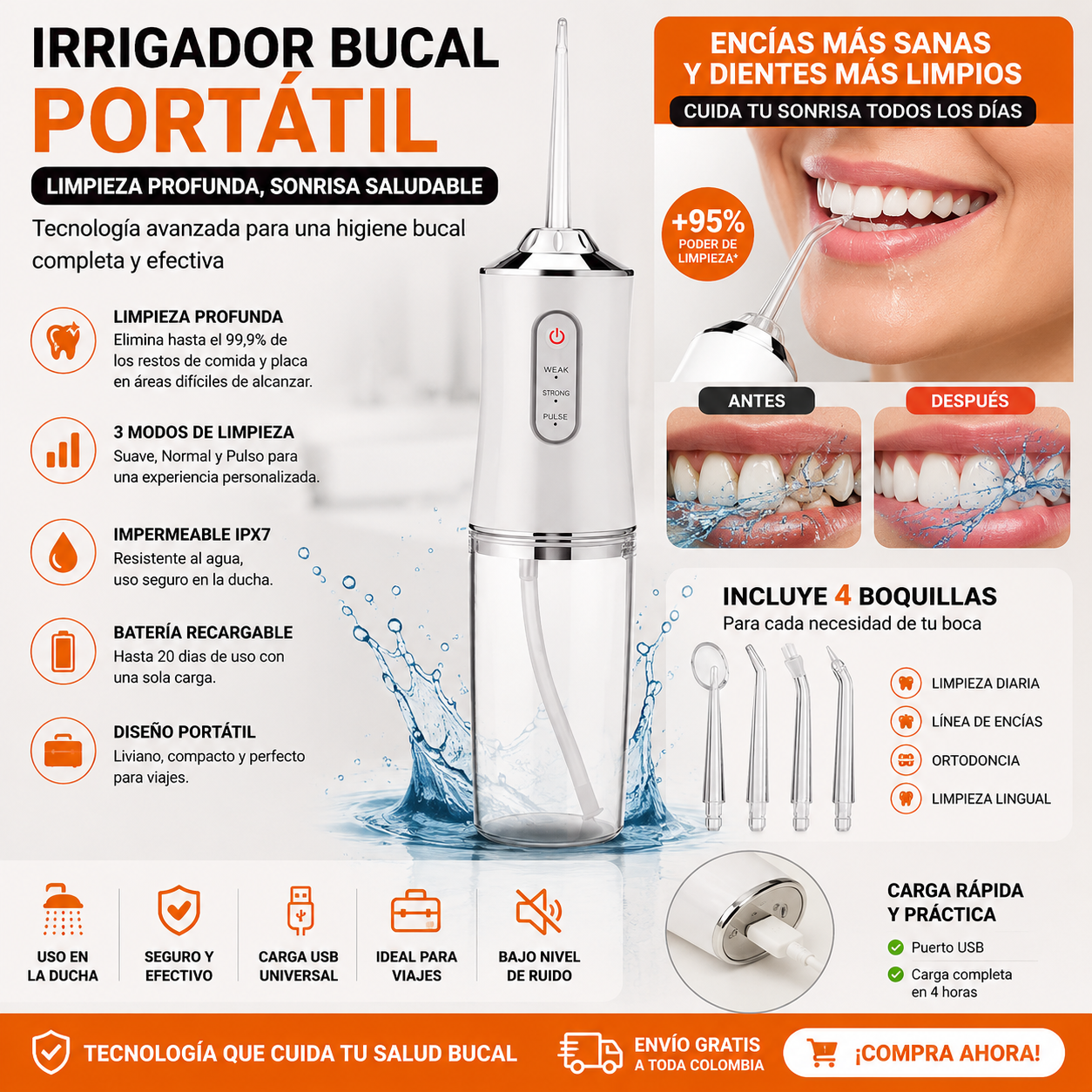 Irrigador oral+ kit boquillas gratis 🦷