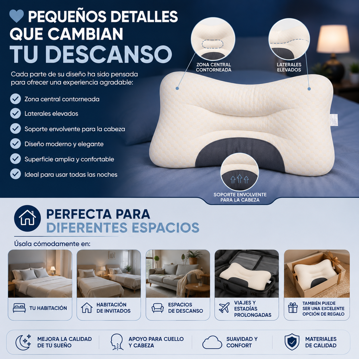 😴 Almohada Ergonómica Cervical™ – El Confort que Tu Descanso Estaba Esperando