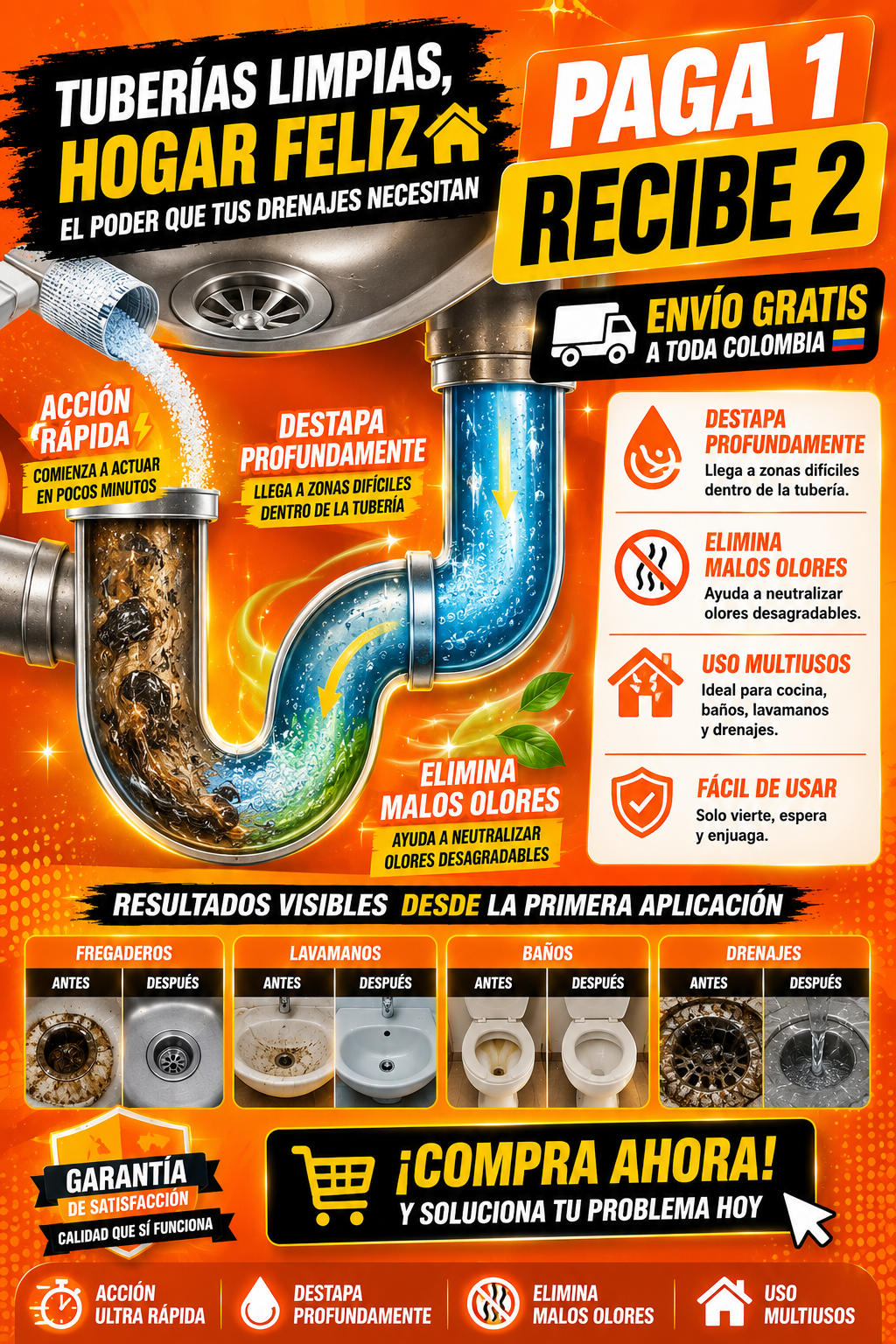 WILD TORNADO Destapa cañería 🚿💧