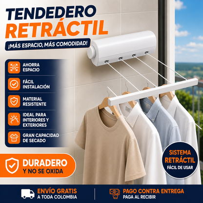 Tendedero extensible retractil 4 cuerdas 👕✨