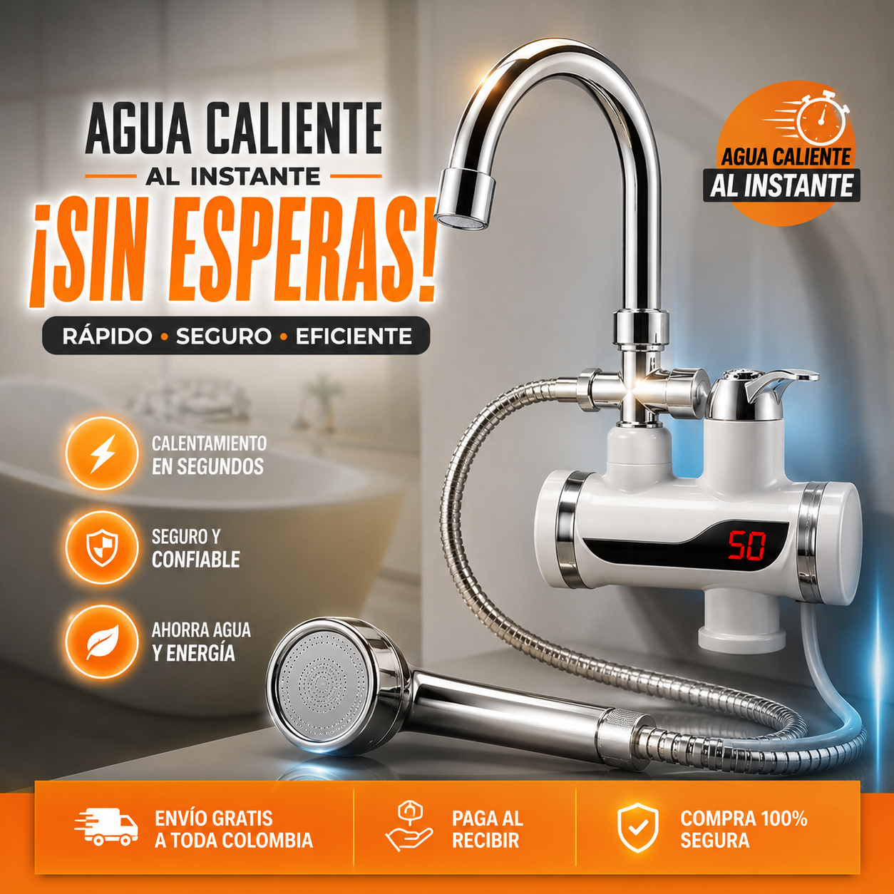 Grifo y Ducha Calentadora de Agua 🚿