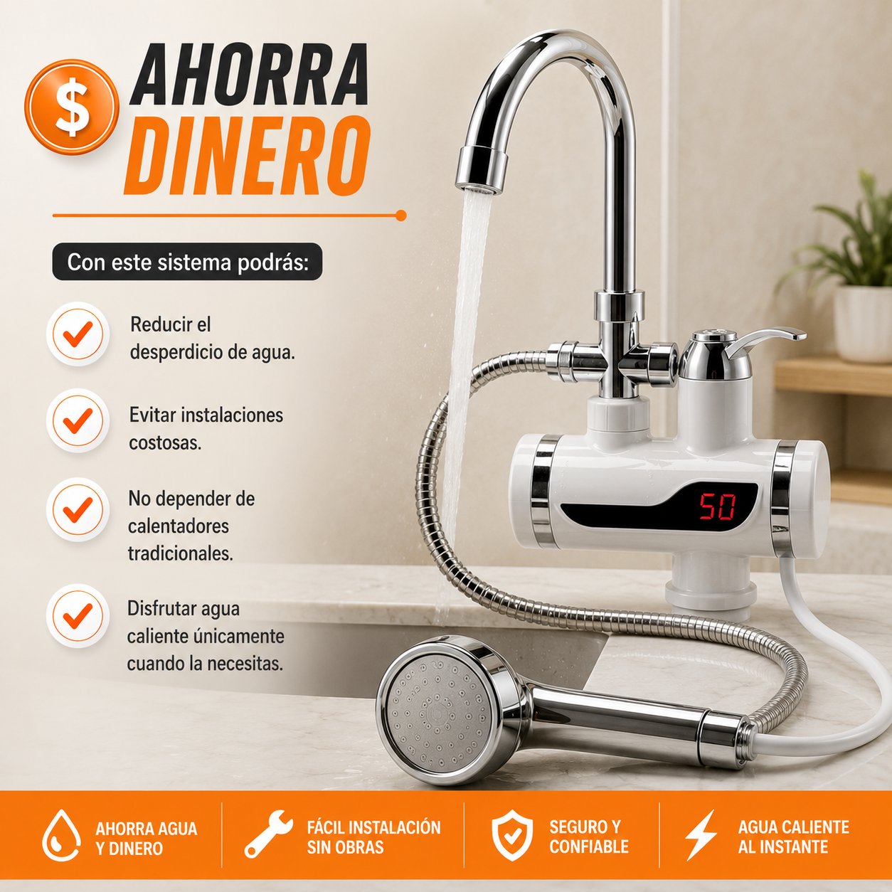 Grifo y Ducha Calentadora de Agua 🚿