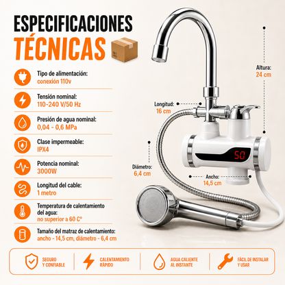 Grifo y Ducha Calentadora de Agua 🚿