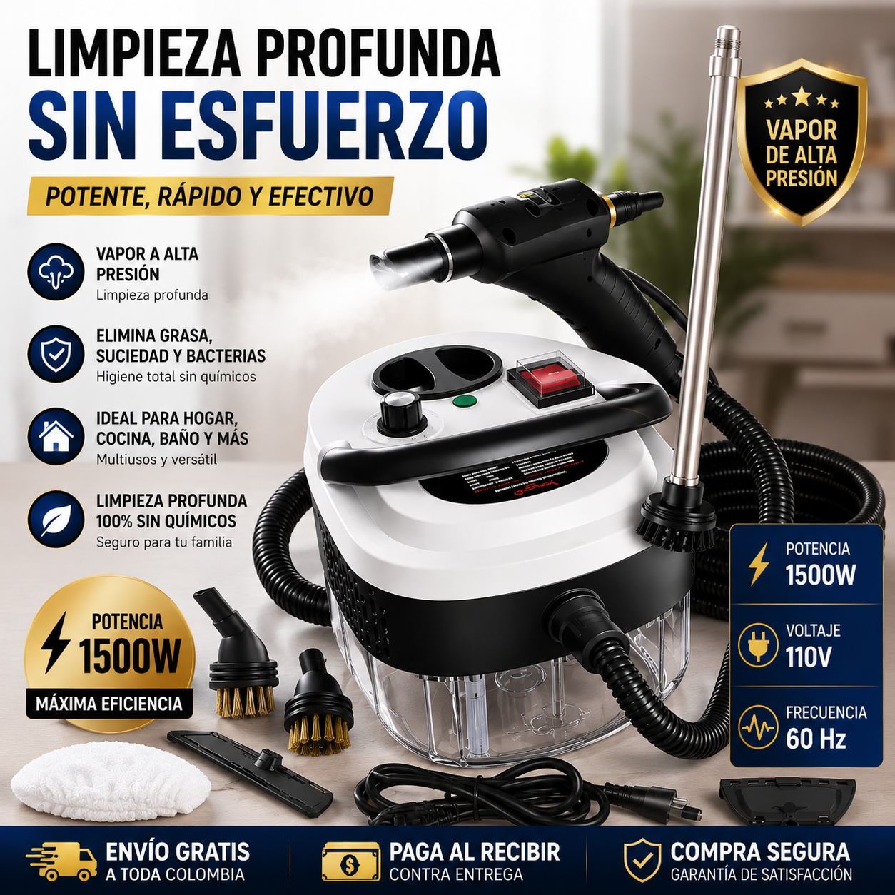 Limpiador a vapor presurizado alta temp