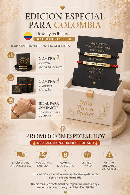 2 PULSERAS DIOS + CAJA LUJO