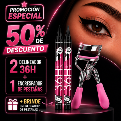 💄✨ MIRADA DE IMPACTO 36H — DEFINE, INTENSIFICA Y CONQUISTA 🖤✨ - 2 Delineadores 36H + 1 Encrespador🖤👁️