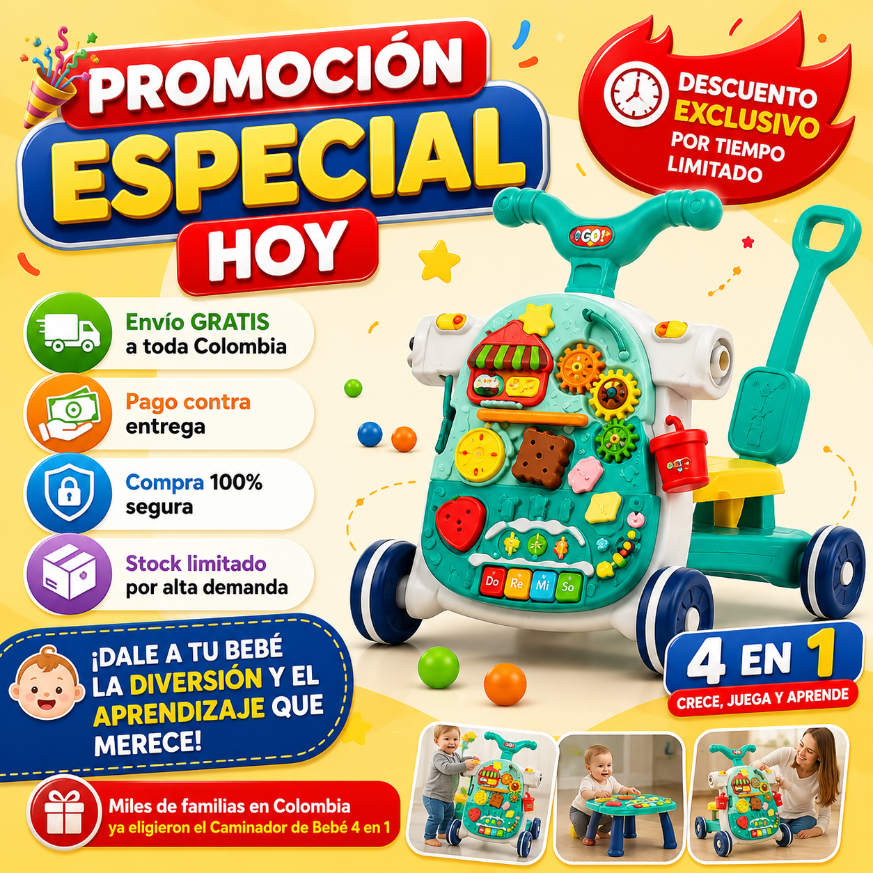 👶 CAMINADOR DE BEBÉ 4 EN 1 / ¡Diversión, aprendizaje y primeros pasos