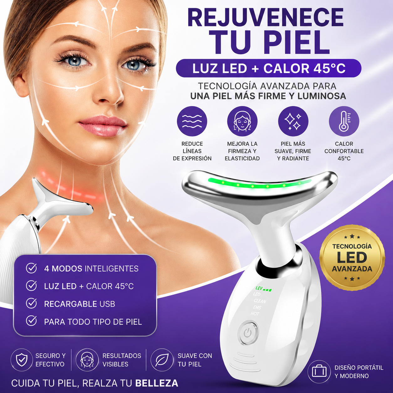 El Masajeador Facial LED que Está Transformando Rutinas de Belleza 💎✨