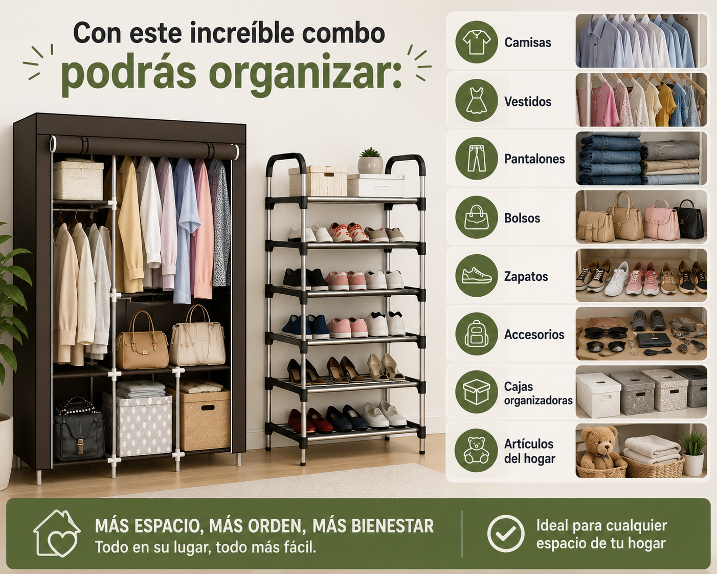 💎 Closet Organizador + Zapatero 6 Niveles | Todo en Su Lugar 🏠