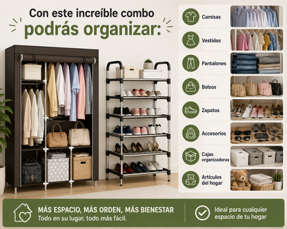 💎 Closet Organizador + Zapatero 6 Niveles | Todo en Su Lugar 🏠