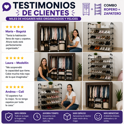 💎 Closet Organizador + Zapatero 6 Niveles | Todo en Su Lugar 🏠