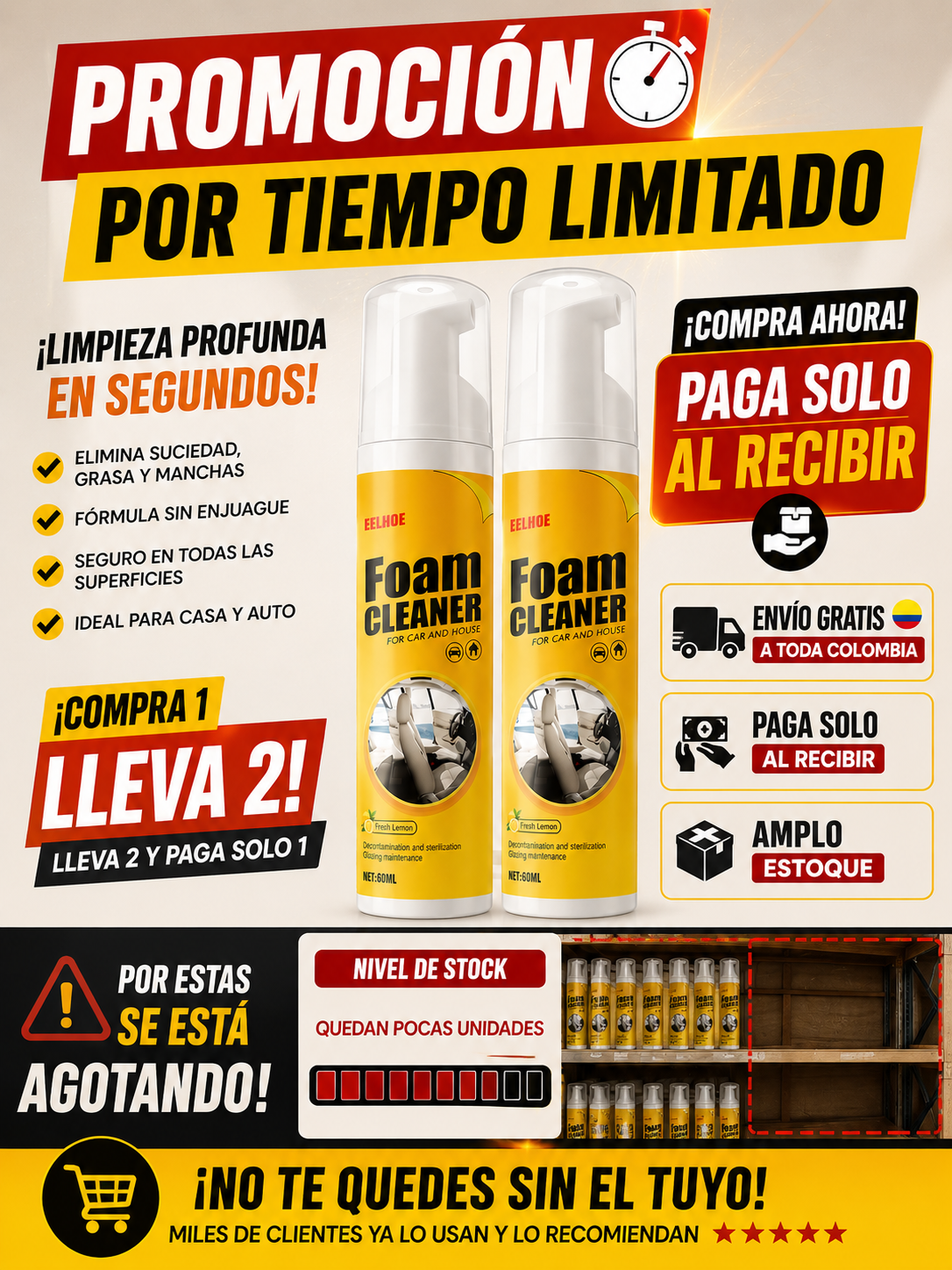 Compra 1 y llevate 2 😍 Espuma Limpiadora Multiuso